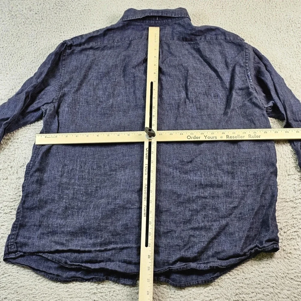 Banana Republic Shirt Mens XL Blue 100% Linen Long Sleeve Button Up‎ Casual